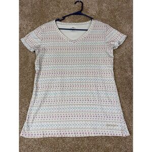 Noble Outfitters Womens Large Shirt Geometric Tug-Free V-Neck Tee Riding Cowgirl